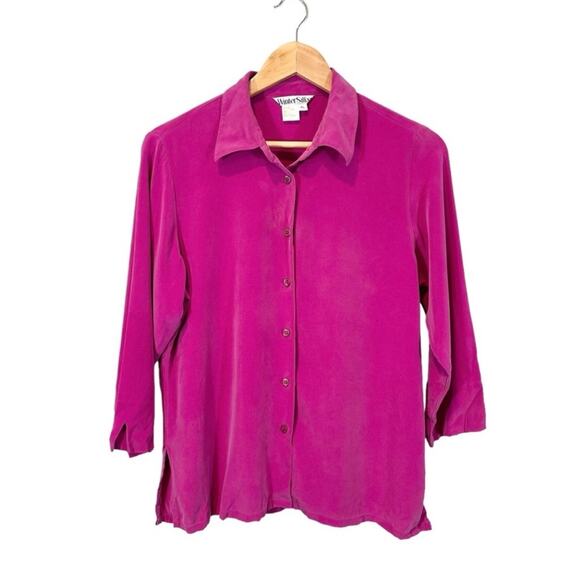 WinterSilks Button Up Blouse Fuchsia
Pink 3/4 Sleeve Size PETITE Large Classic - Picture 1 of 7